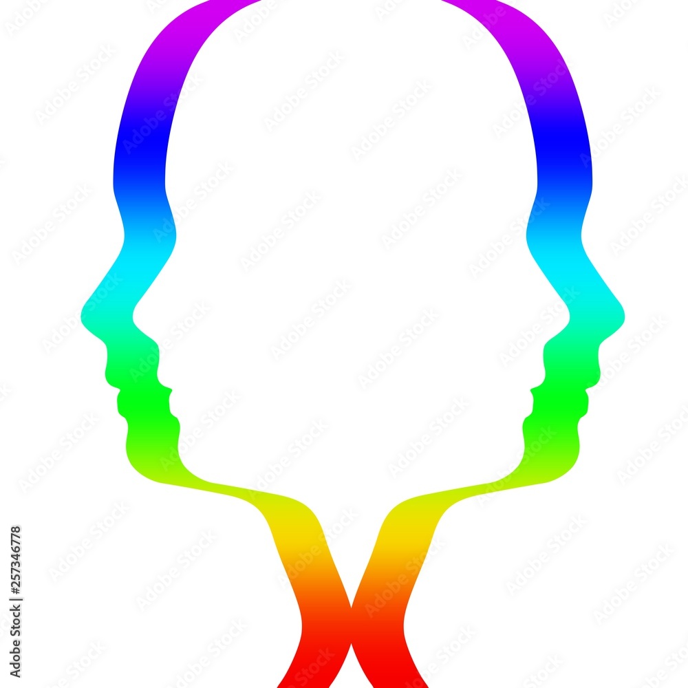 Man avatar profile view. Two face silhouettes Man avatar profile view. Two face silhouettes