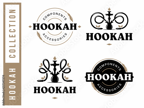 Modern professional logo set hookah in gold and white theme