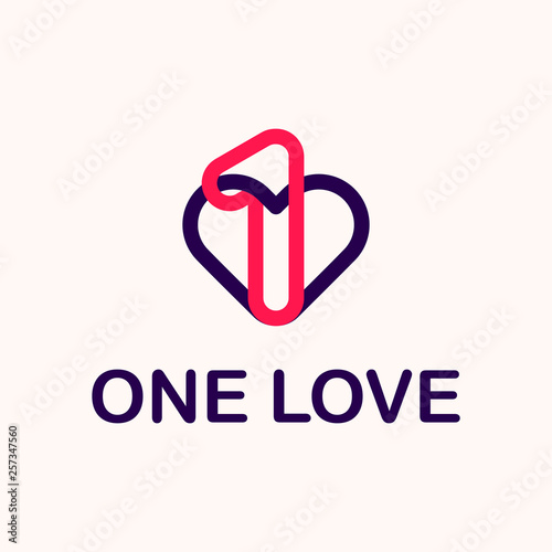 Modern professional logo one love in purple and pink theme