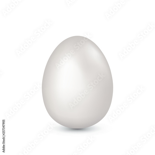 White egg isolated on white background. Healthy diet food. Easter egg. Vector realistic illustration