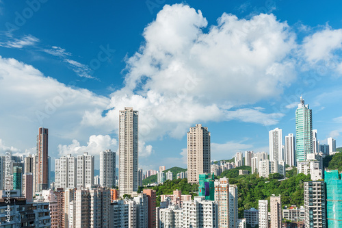 High rise residential building in Hong Kong city © leeyiutung