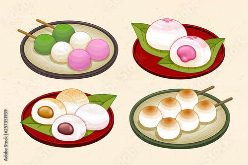 Japanese dango and mochi