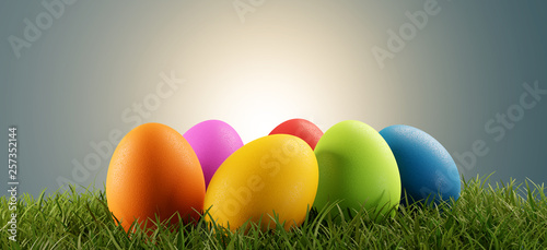 colorful Easter eggs green ...