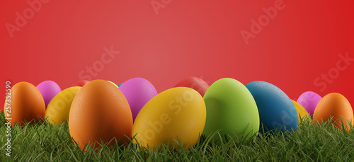 colorful Easter eggs green ...