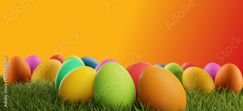 colorful Easter eggs green ...