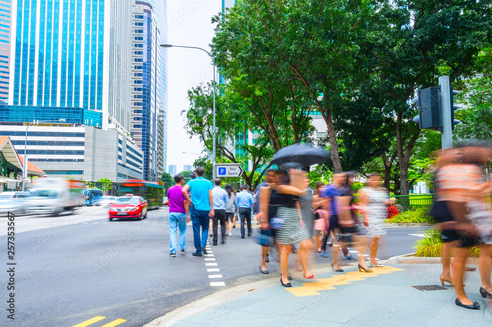 Singapore metropolis downtown crowded street