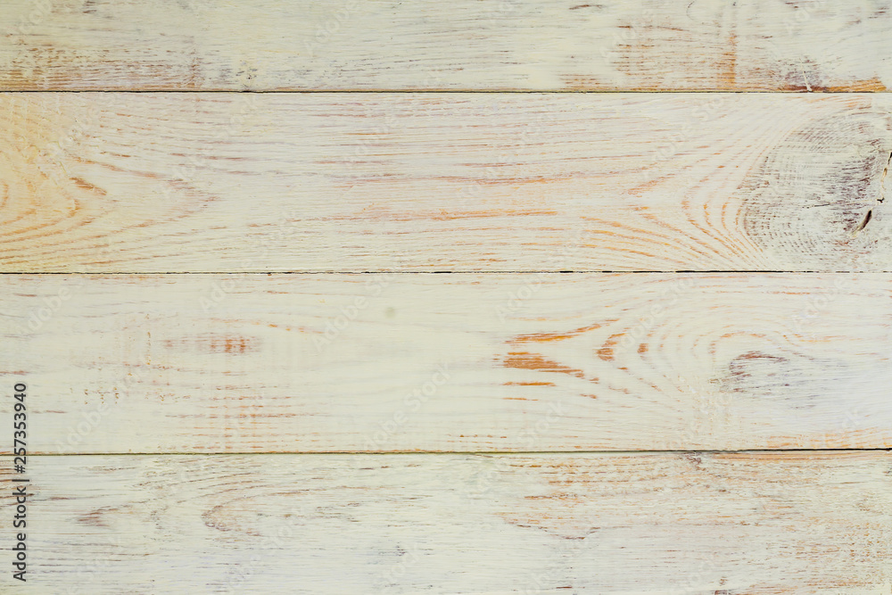 Naklejka premium Natural painted desks background Old wooden white planks texture.