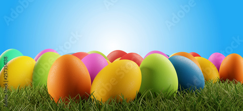 colorful Easter eggs green ...
