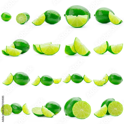 Collage of limes on a background