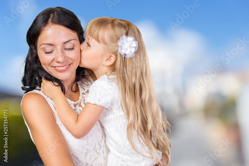 Happy mother and child girl
