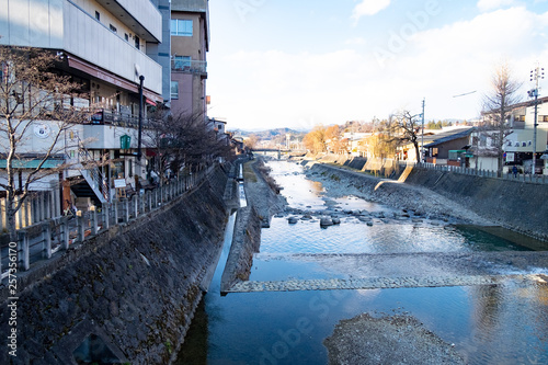 Rivers in villages in Japan in winter photo