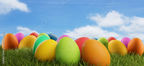 colorful Easter eggs green ...
