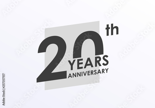 20 years Anniversary logo. 20th Birthday badge. Modern icon or label design for wedding, corporate invitation, celebrating, party, business event. Vector illustration.