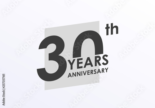30 years Anniversary logo. 30th Birthday badge. Modern icon or label design for wedding, corporate invitation, celebrating, party, business event. Vector illustration.
