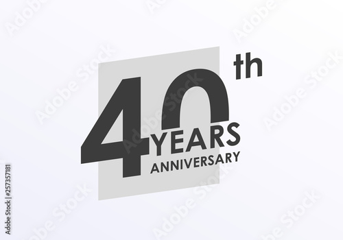 40 years Anniversary logo. 40th Birthday badge. Modern icon or label design for wedding, corporate invitation, celebrating, party, business event. Vector illustration.