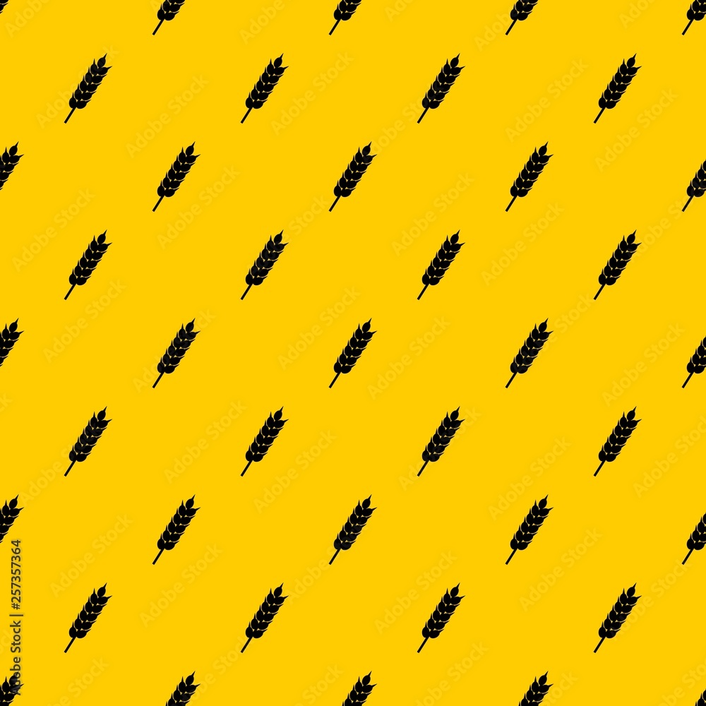 Dried wheat ear pattern seamless vector repeat geometric yellow for any design