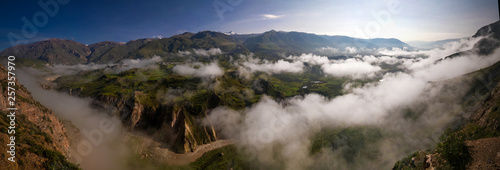 Aerial panoramic view to Colca canyon Chivay  Arequipa  Peru