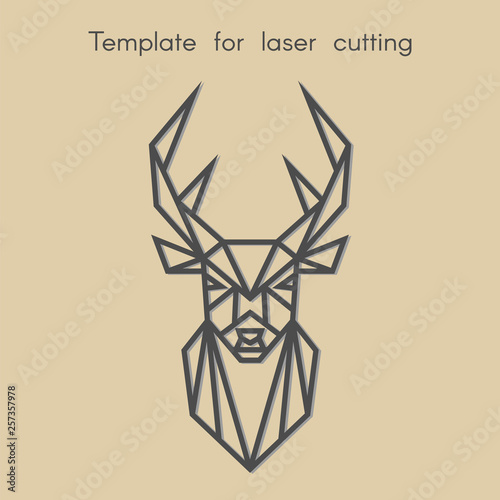 Template animal for laser cutting. Abstract geometric deer for cut. Stencil for decorative panel of wood, metal, paper. Vector illustration.