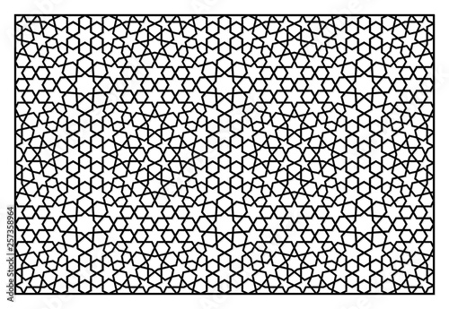 Canvas Print Decorative panel for laser cutting. Oriental geometric pattern.