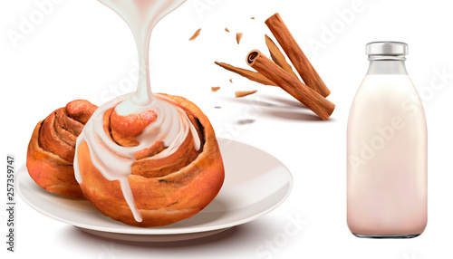 Cinnamon rolls with condensed milk