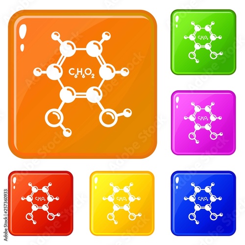 Catechol molecule icons set collection vector 6 color isolated on white background photo