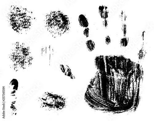 Vector textured hand spots for grunge and abstract background