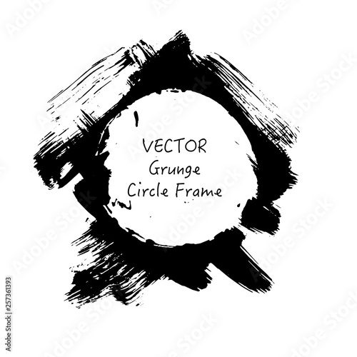 Vector grunge circle frame with brush stoke texture