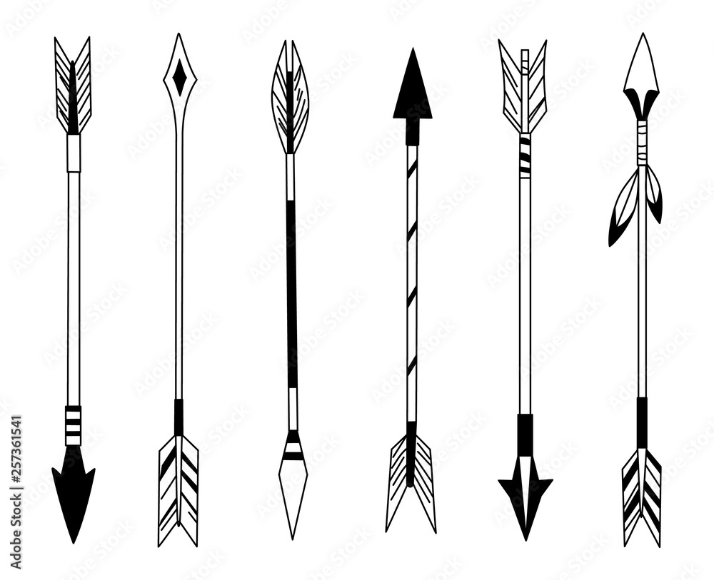 Tribal Arrow Set Ethnic Vector Design Collection Boho Elements For Tattoo  Stickers Tshirt Bag Clothes Royalty Free SVG Cliparts Vectors And  Stock Illustration Image 166236840