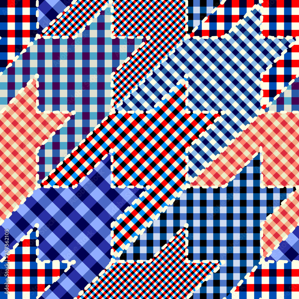 Patchwork textile pattern. Seamless quilting design background.