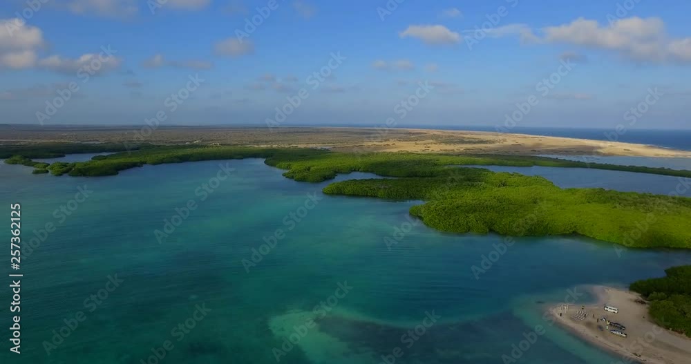 The lagoon and mangroves of Lac Bay in Bonaire, Netherlands Antilles. Aerial shot. The lagoon and mangroves of Lac Bay in Bonaire, Netherlands Antilles. Aerial shot.