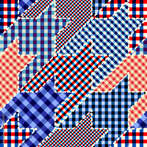 Patchwork textile pattern. Seamless quilting design background.