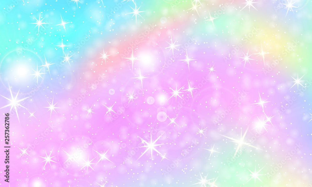 Unicorn rainbow background. Holographic sky Unicorn rainbow background. Holographic sky