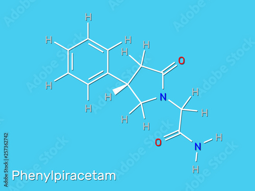 Phenylpiracetam structural formula. Vector illustration
