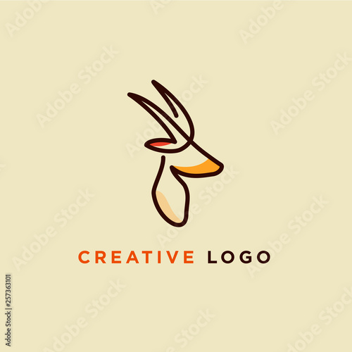 line art illustration of antelope design concept, colorful antelope logo designs.