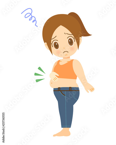お腹を気にする女性