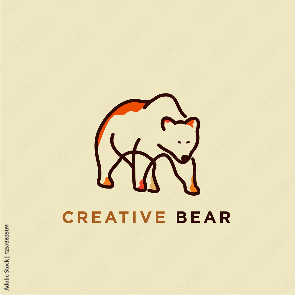 Obraz premium line art illustration of bear logo designs, colorful bear logo template
