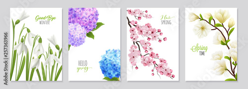 Realistic Flower Banners Collection