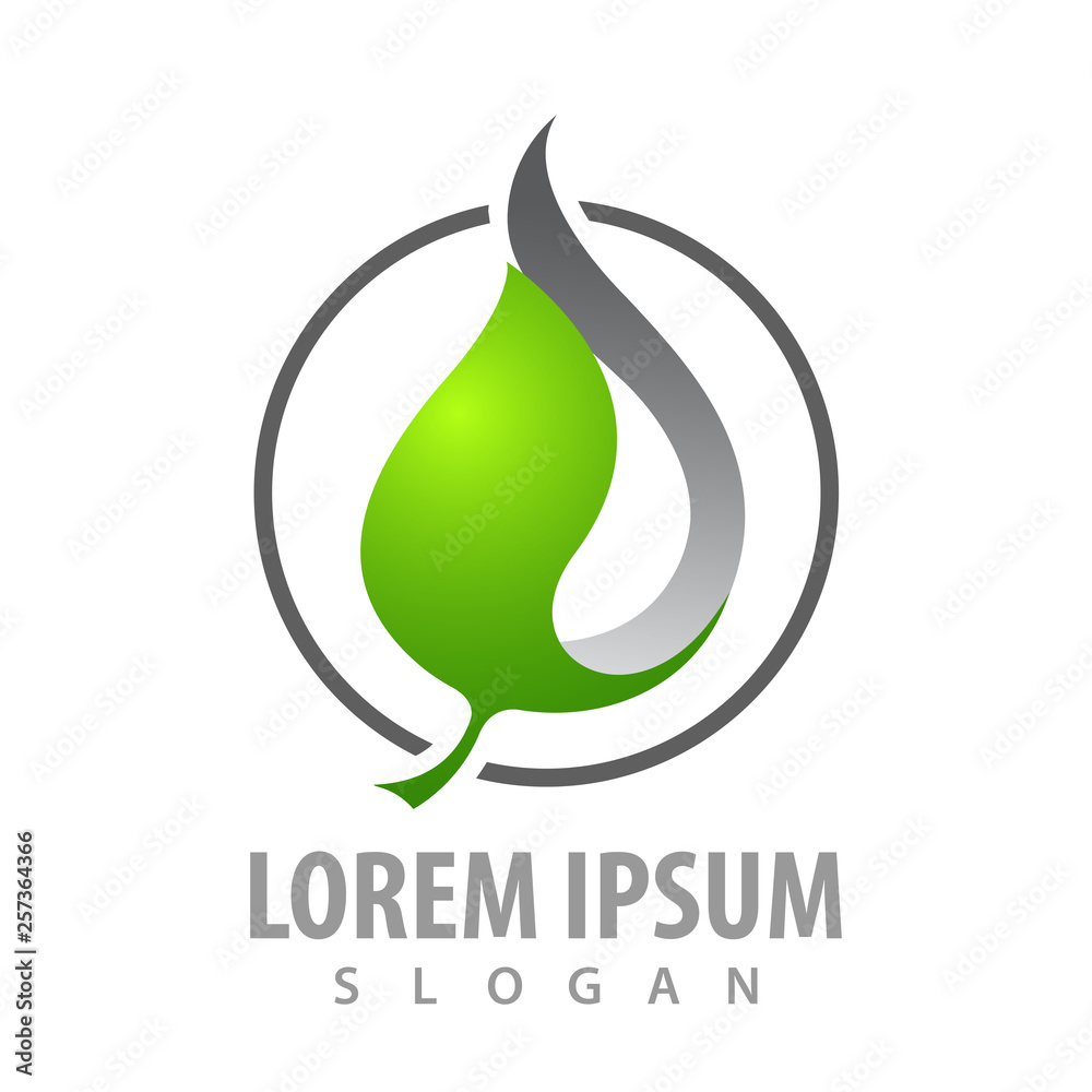 Circle leaf in 3D style concept design. Symbol graphic template element vector Circle leaf in 3D style concept design. Symbol graphic template element vector