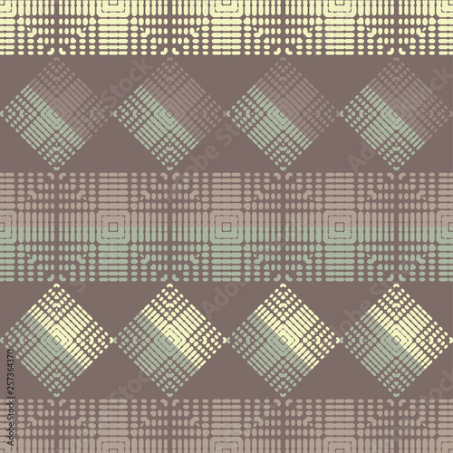 Ethnic boho seamless pattern. Shapes of dots and pixels. Patchwork texture. Weaving. Traditional ornament. Tribal pattern. Folk motif. Can be used for wallpaper, textile, invitation card, wrapping, we