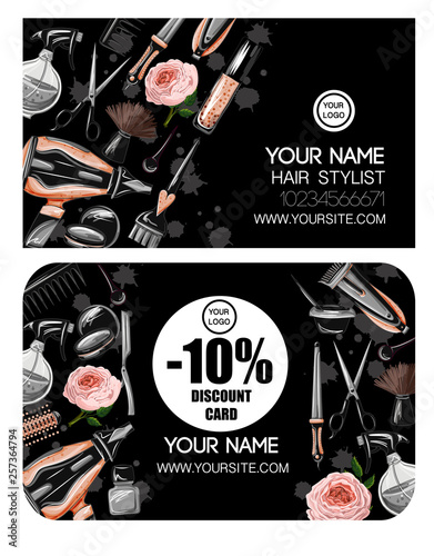Business, discount card  for hairdresser or barber. Vector.