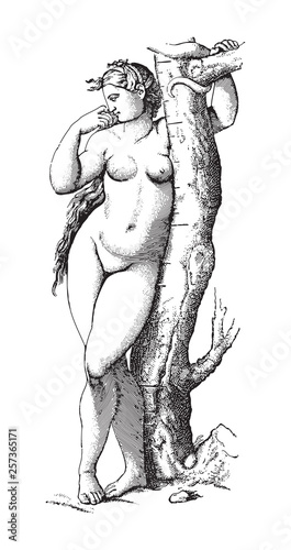 Eve by Raphael / vintage illustration from Meyers Konversations-Lexikon 1897