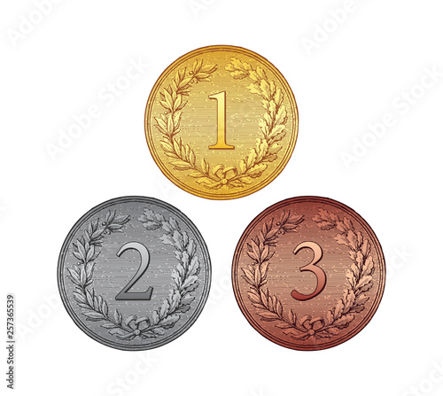 Set of old medals or coins (vintage style)