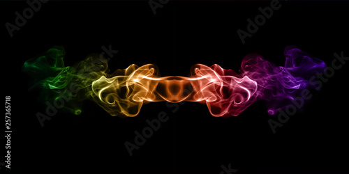 multicolored smoke isolated on black background close up