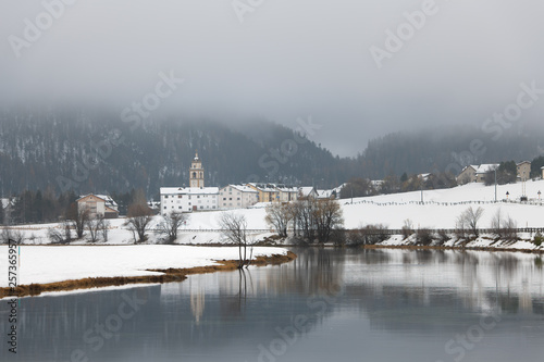 Fototapeta Naklejka Na Ścianę i Meble -  View of the village of Celerina in the Engadine valley Switzerland