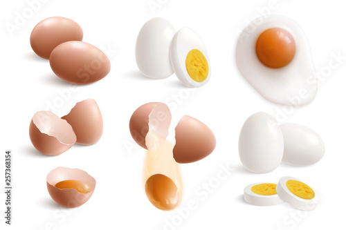Hen Eggs Realistic Icon Set