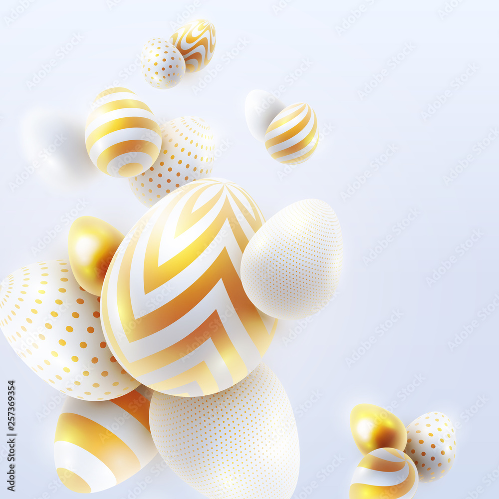 Happy Easter holiday background with 3d eggs Happy Easter holiday background with 3d eggs