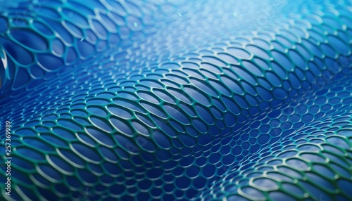 Abstract background. Blue organic wavy mesh, 3d render / rendering