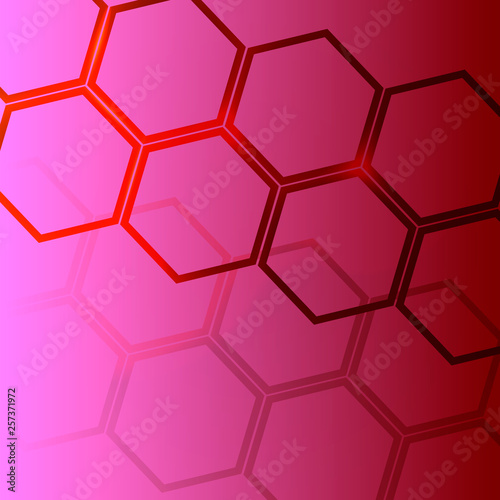 Dark pink background with bright hexagons, which is suitable for business cards or flerov. Vector illustration