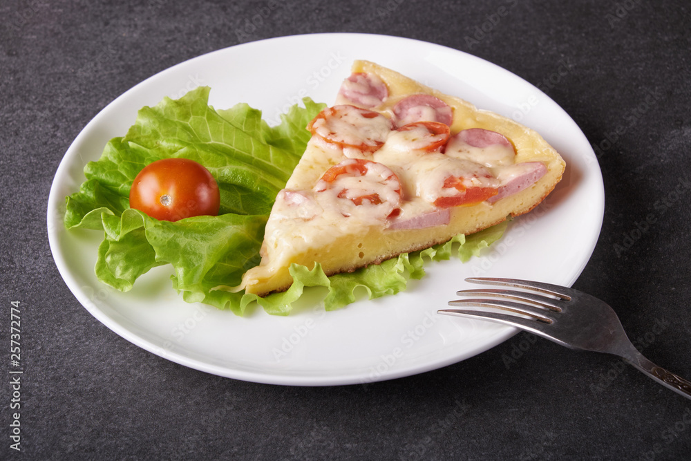 fresh pizza with hard cheese and cherry tomatoes and herbs fresh pizza with hard cheese and cherry tomatoes and herbs