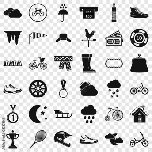 Woman sport icons set. Simple style of 36 woman sport vector icons for web for any design